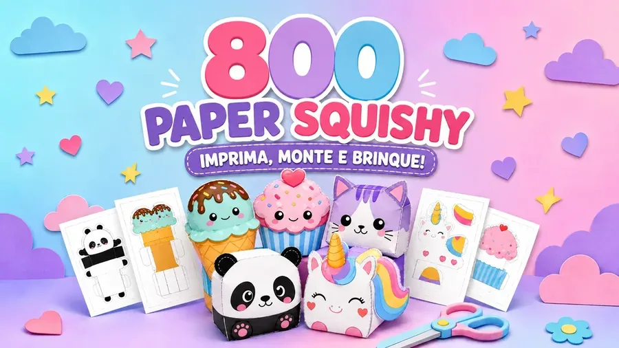 800 Paper Squishy — imprima, monte e brinque